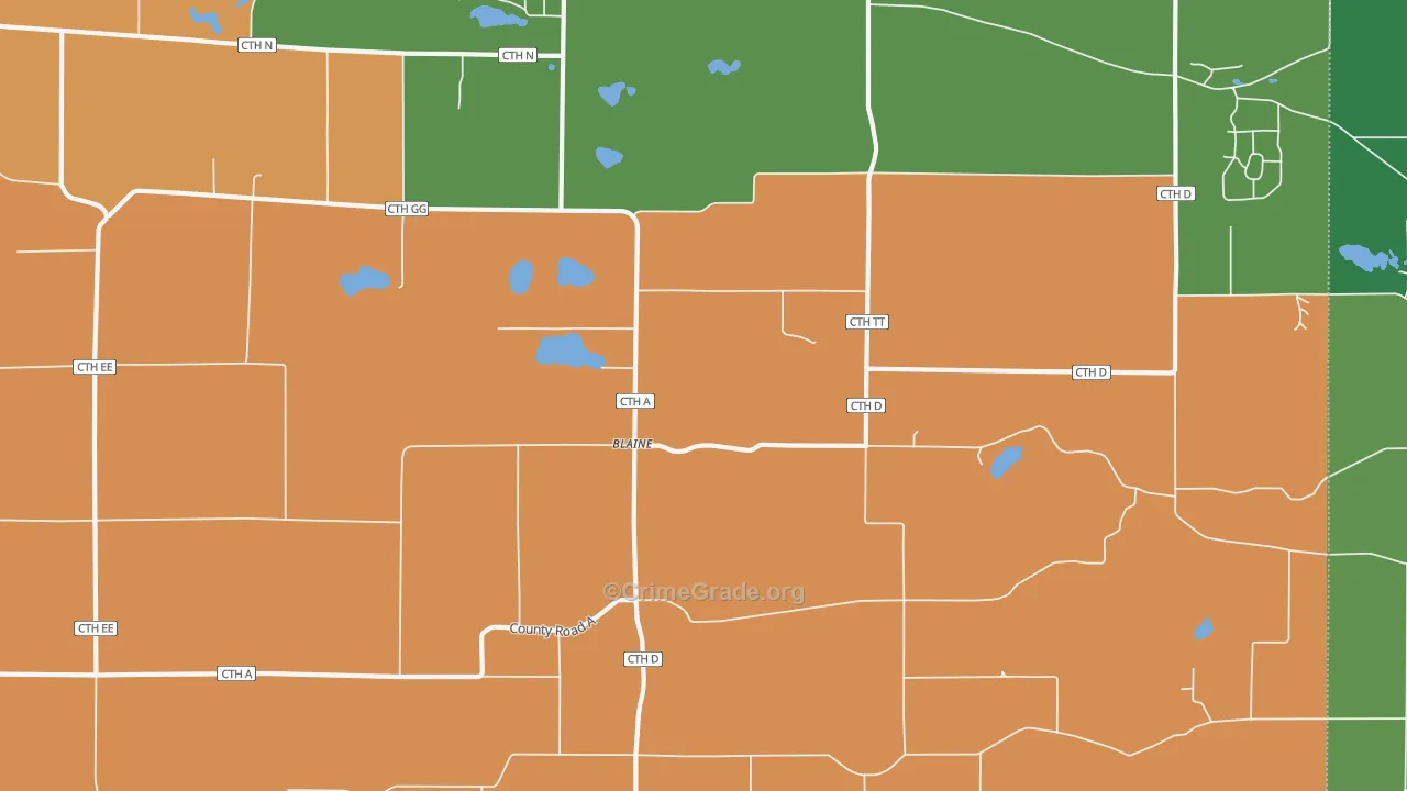 Blaine, WI Map of Robbery Rates