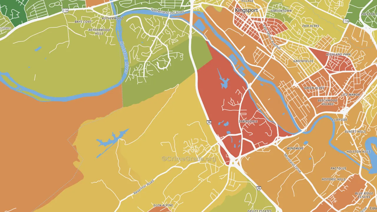 Blair Gap, TN Map of Robbery Rates