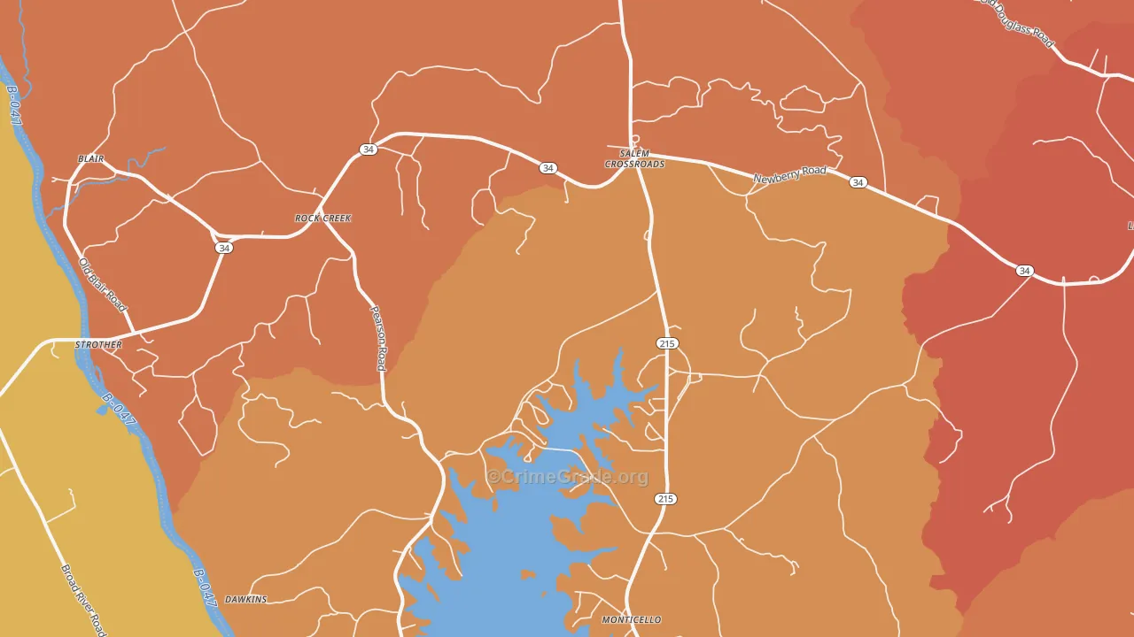 Blair, SC Map of Robbery Rates