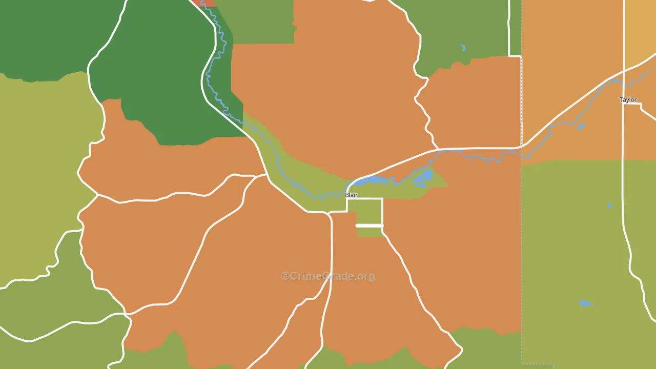 Blair, WI Map of Robbery Rates