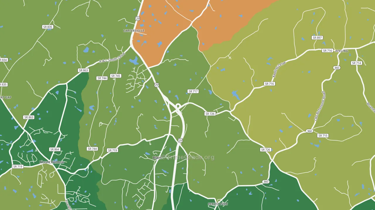Blairs, VA Map of Robbery Rates