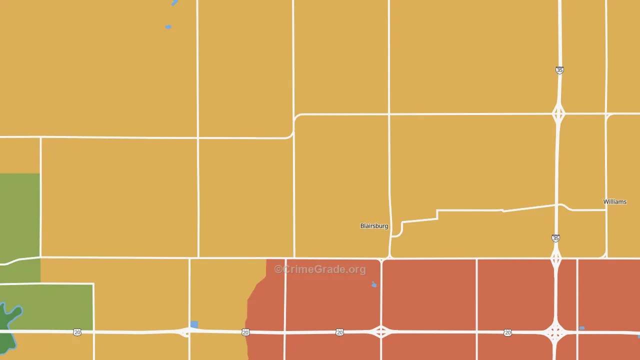 Blairsburg, IA Map of Robbery Rates