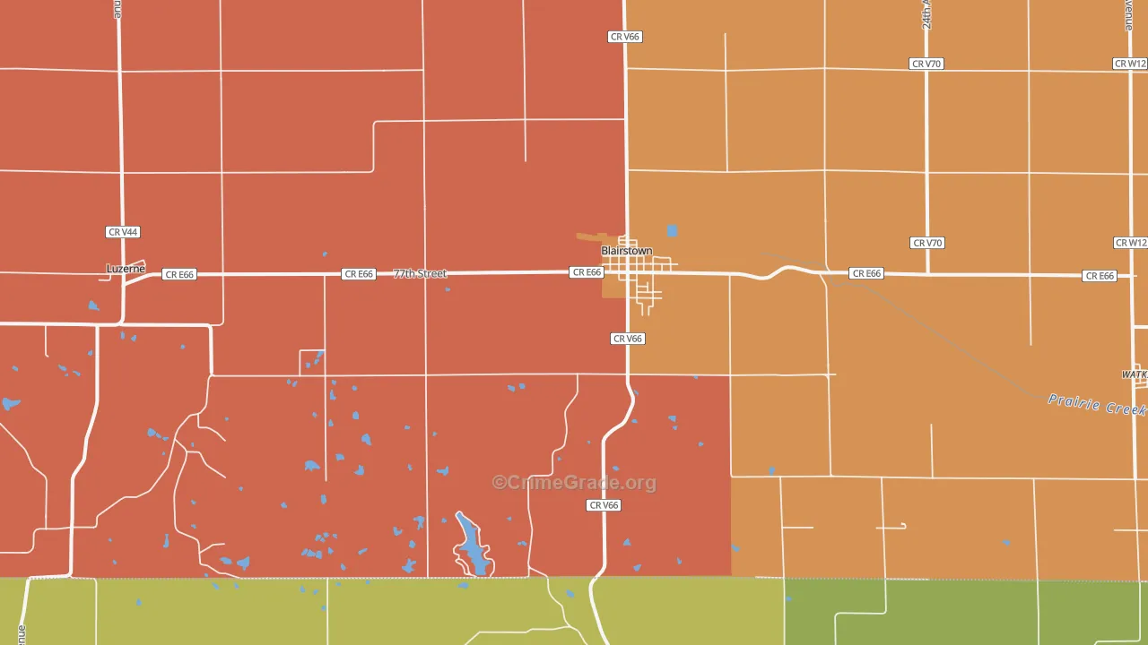 Blairstown, IA Map of Robbery Rates