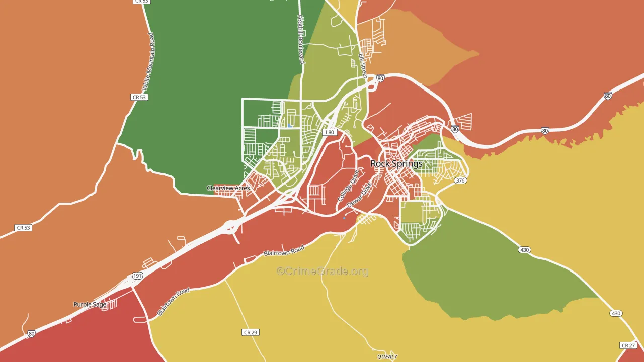Blairtown, WY Map of Robbery Rates