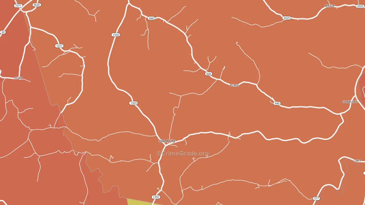 Blake, KY Map of Robbery Rates