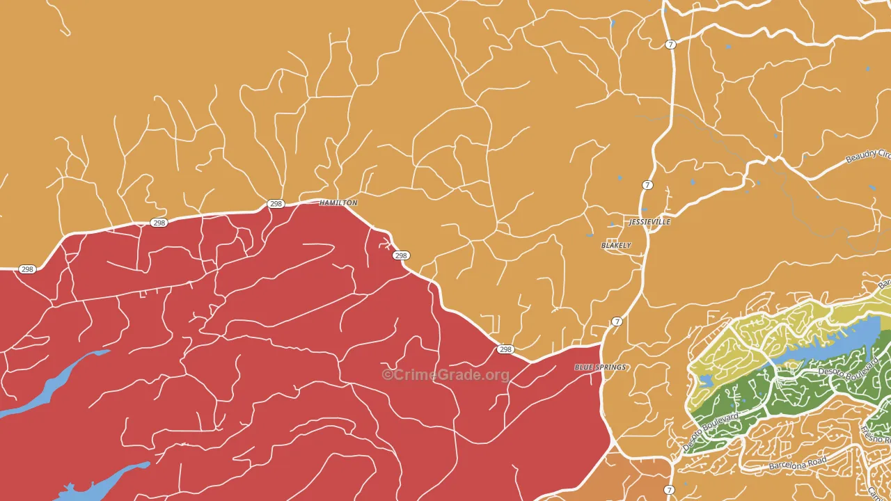 Blakely, AR Map of Robbery Rates