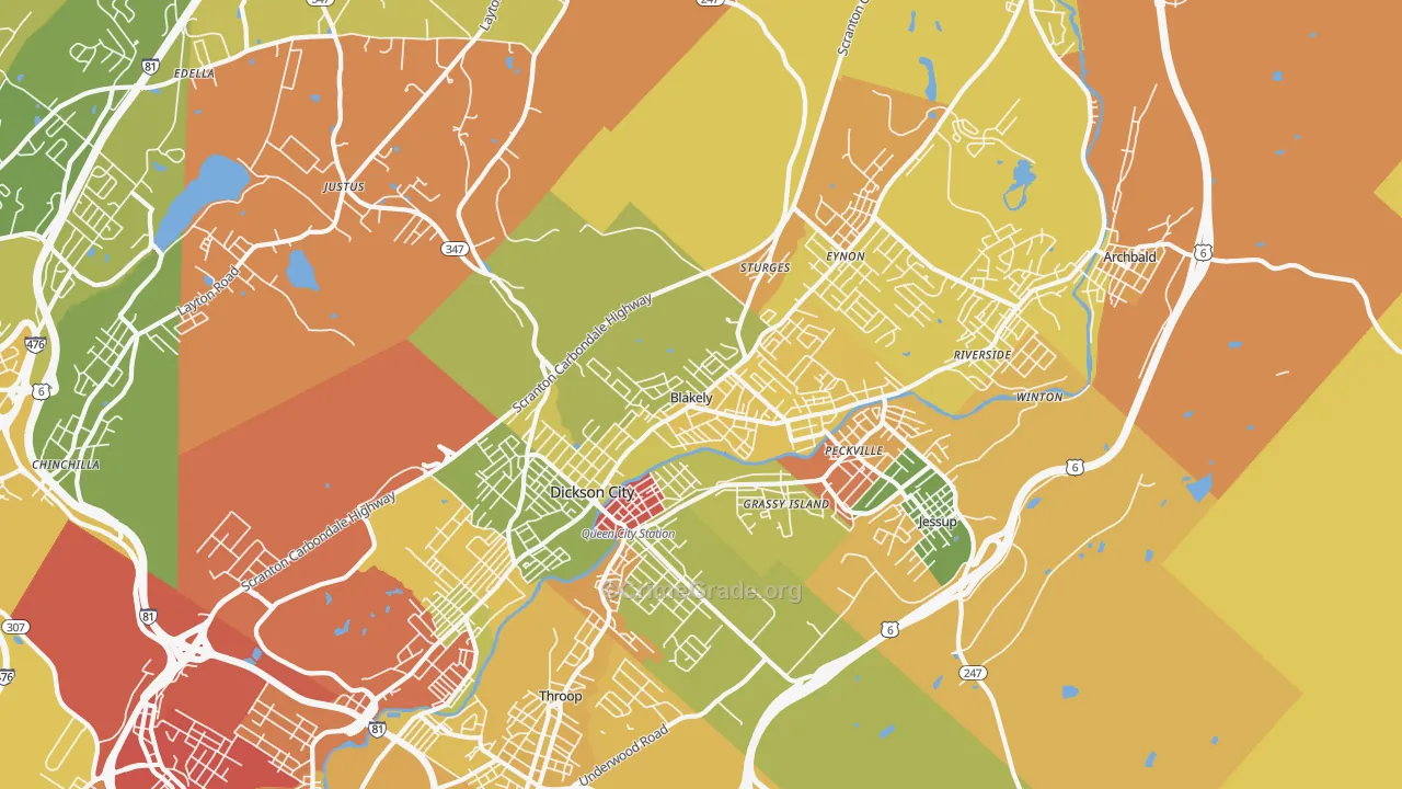 Blakely, PA Map of Robbery Rates