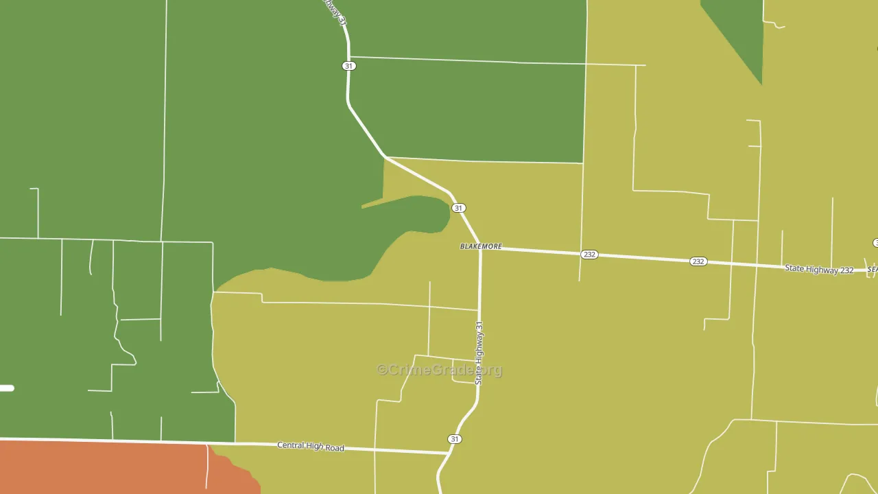 Blakemore, AR Map of Robbery Rates