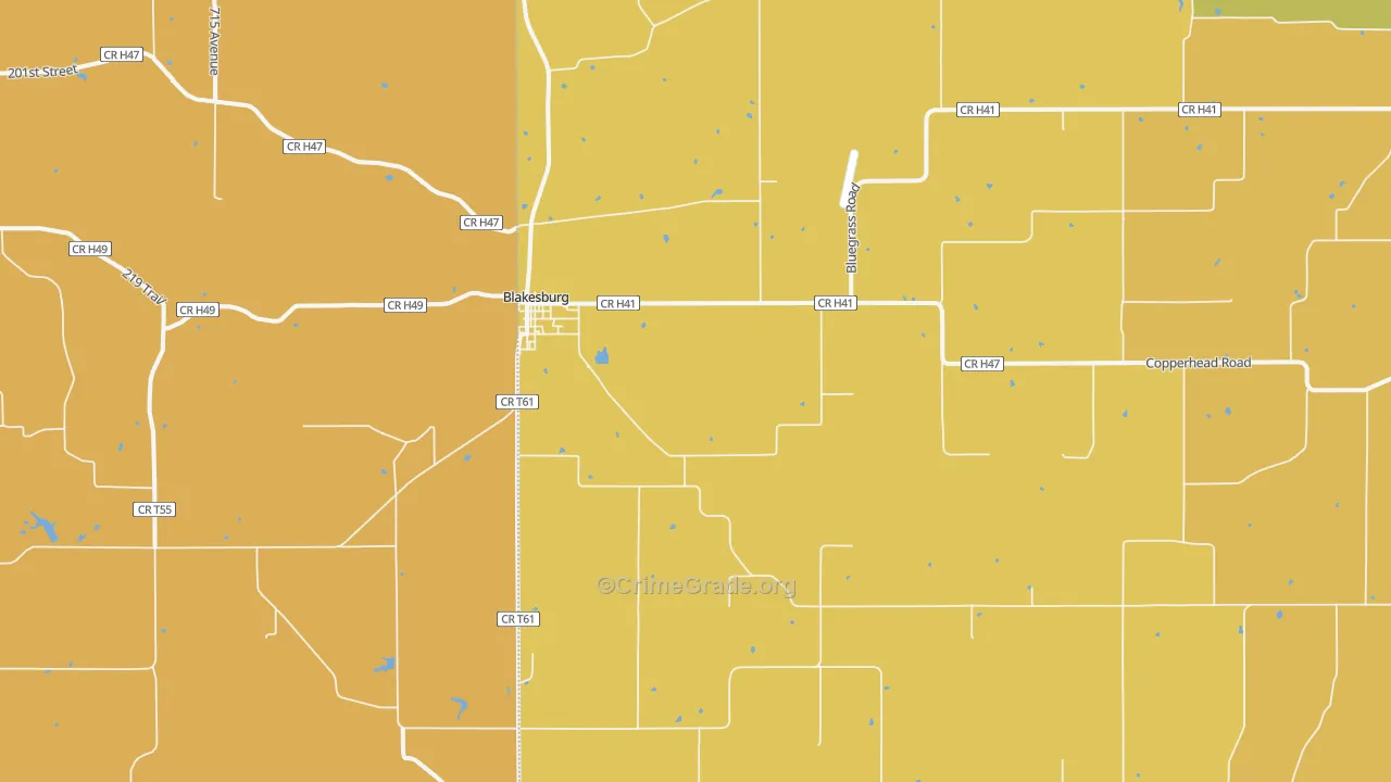 Blakesburg, IA Map of Robbery Rates