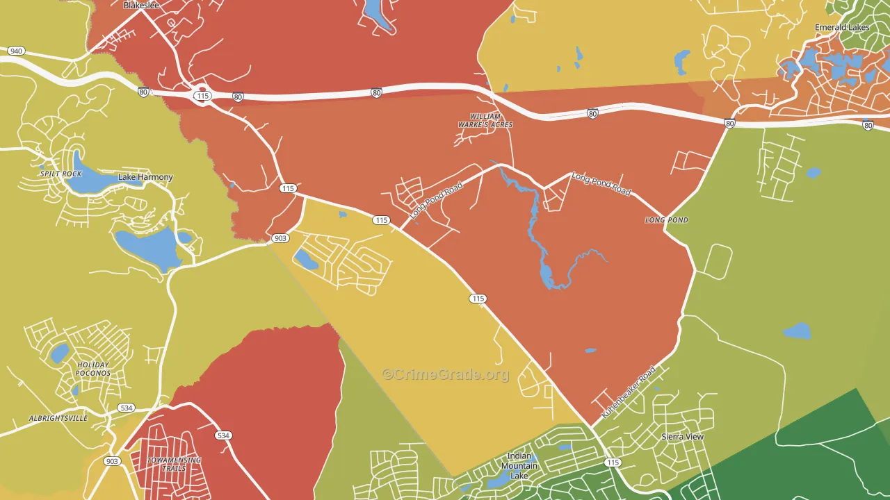 Blakeslee, PA Map of Robbery Rates