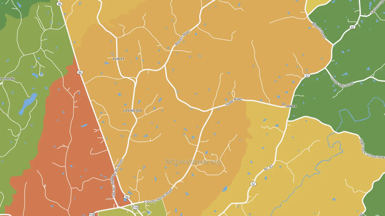Blanch, NC Map of Robbery Rates