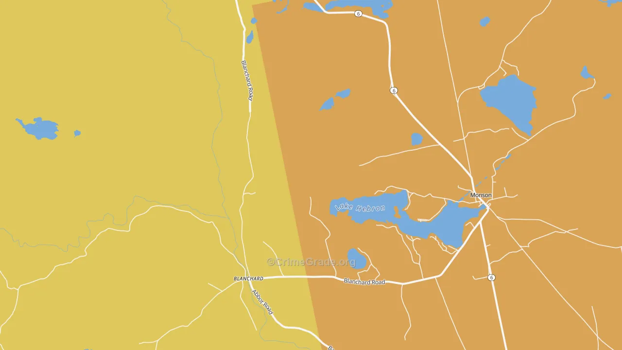 Blanchard, ME Map of Robbery Rates