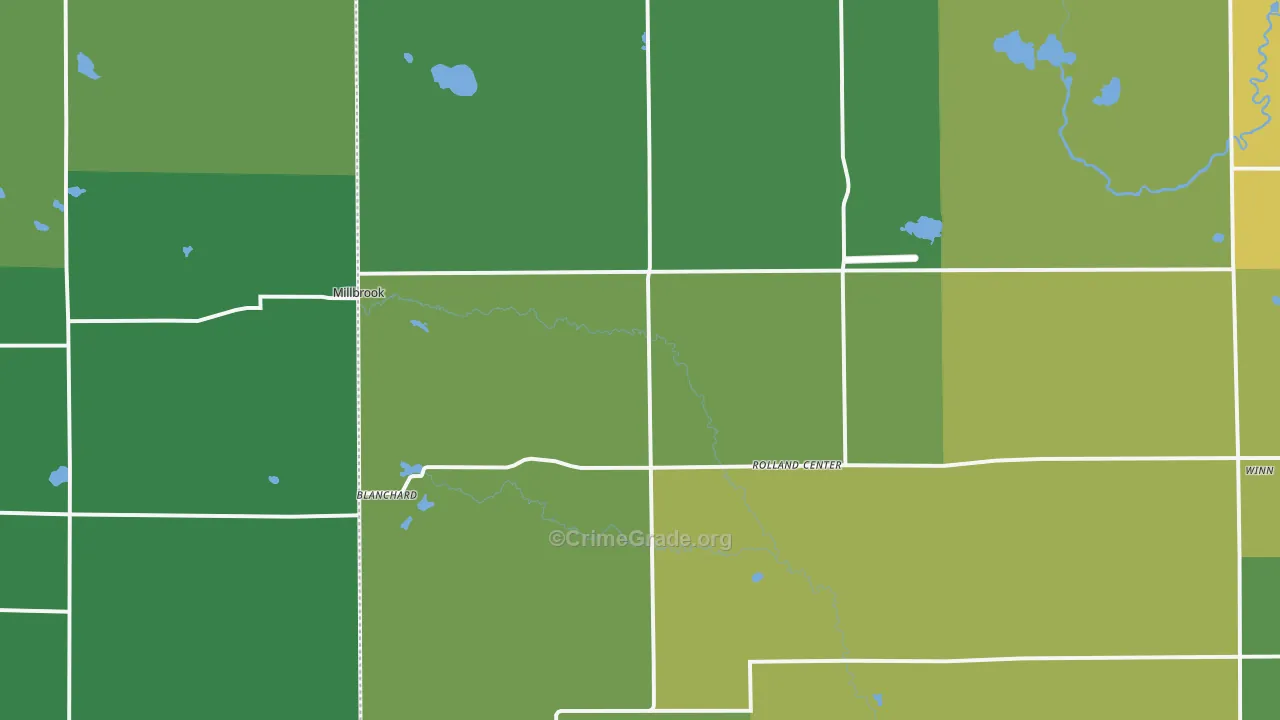Blanchard, MI Map of Robbery Rates