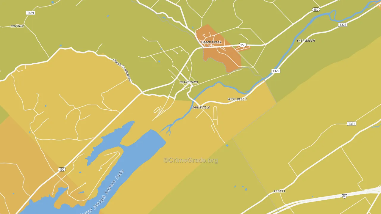 Blanchard, PA Map of Robbery Rates