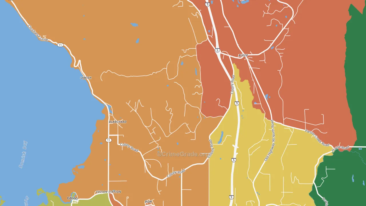 Blanchard, WA Map of Robbery Rates