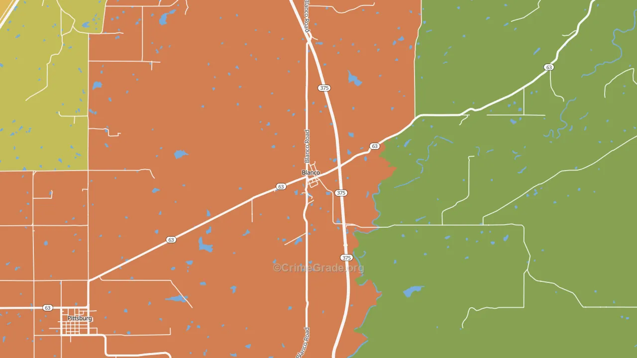Blanco, OK Map of Robbery Rates