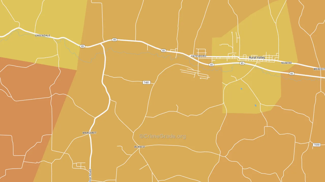 Blanco, PA Map of Robbery Rates