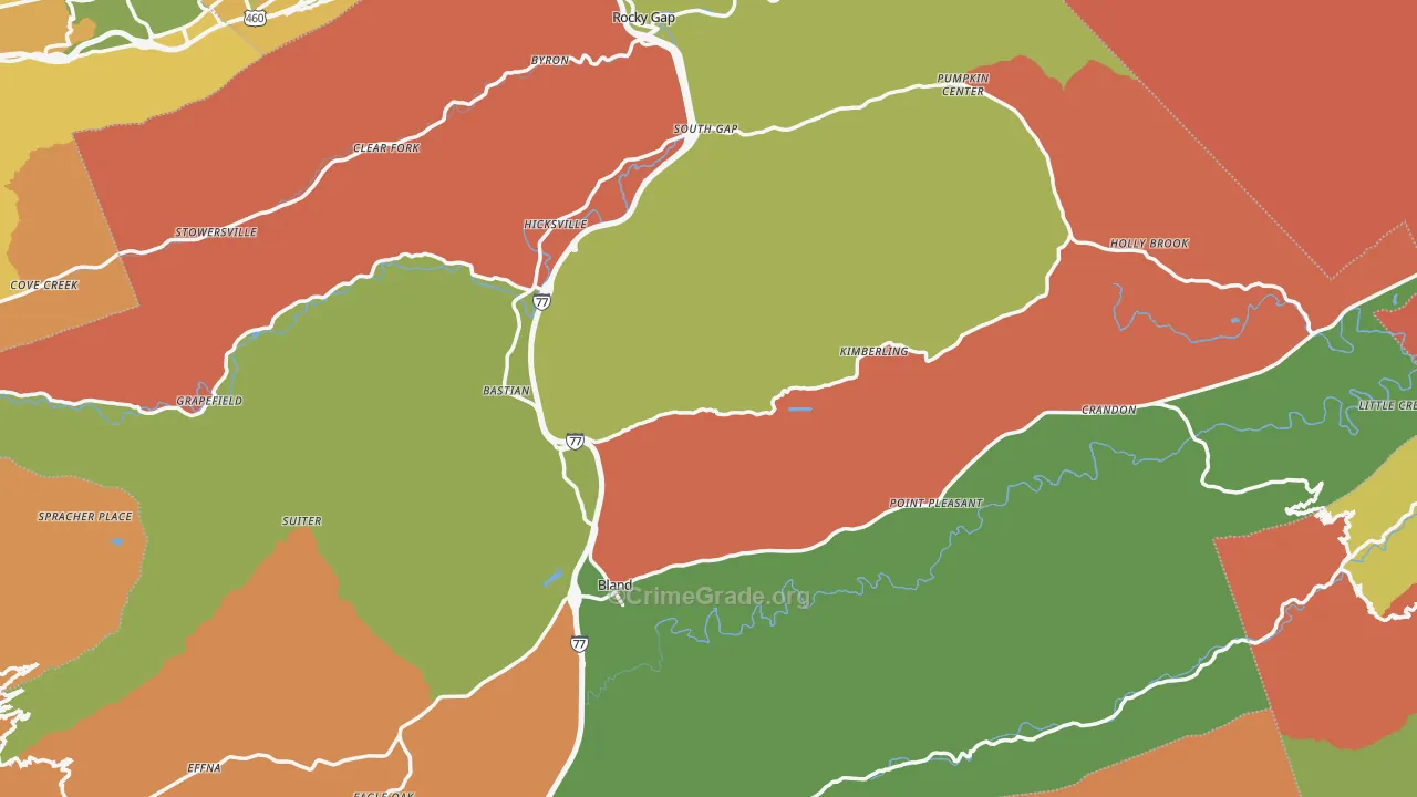 Bland County, VA Map of Robbery Rates