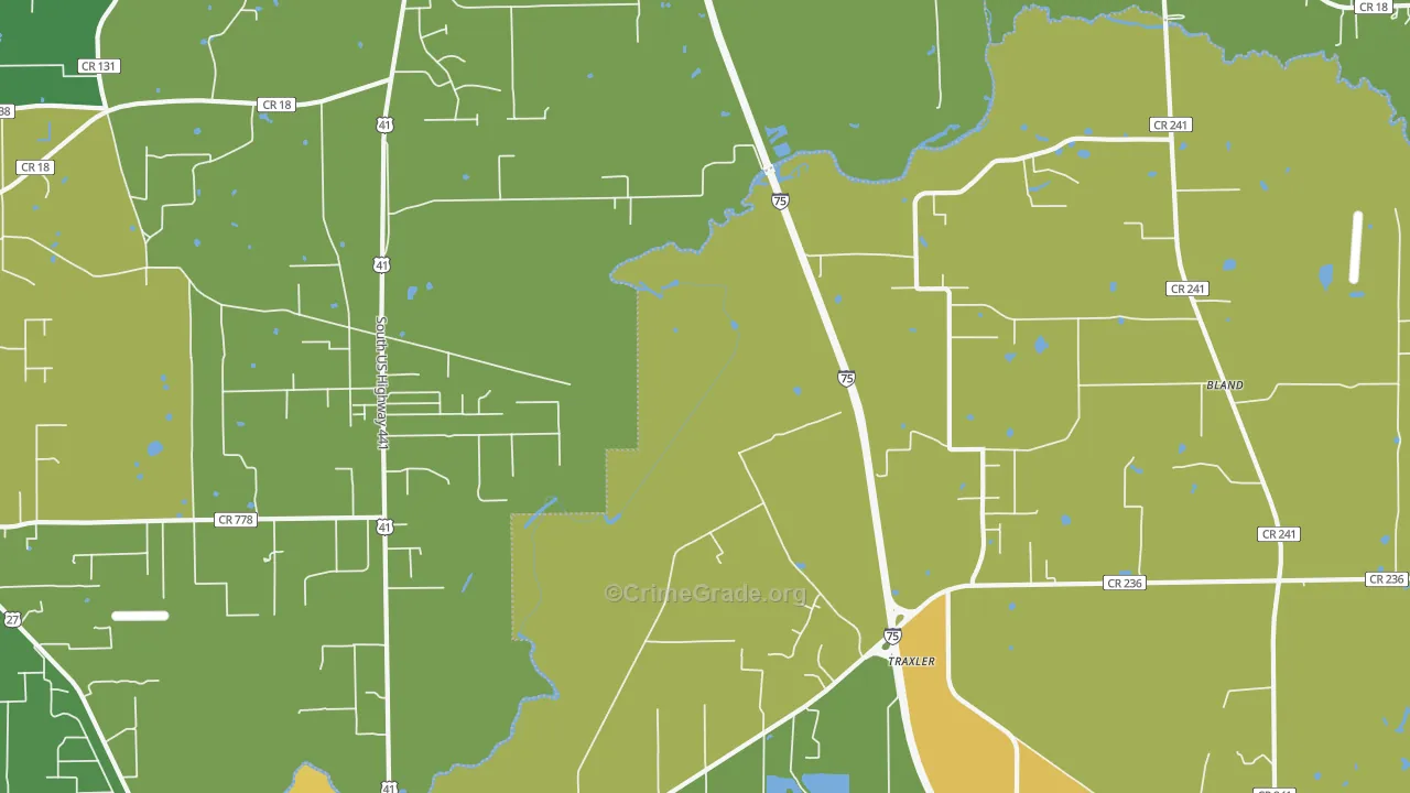 Bland, FL Map of Robbery Rates