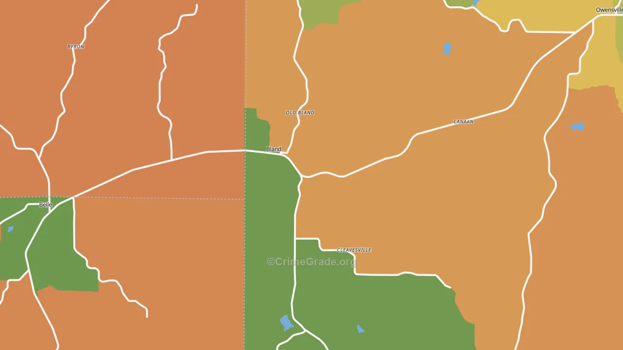 Bland, MO Map of Robbery Rates