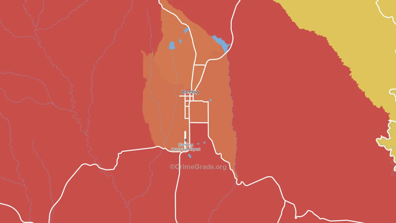 Blanding, UT Map of Robbery Rates
