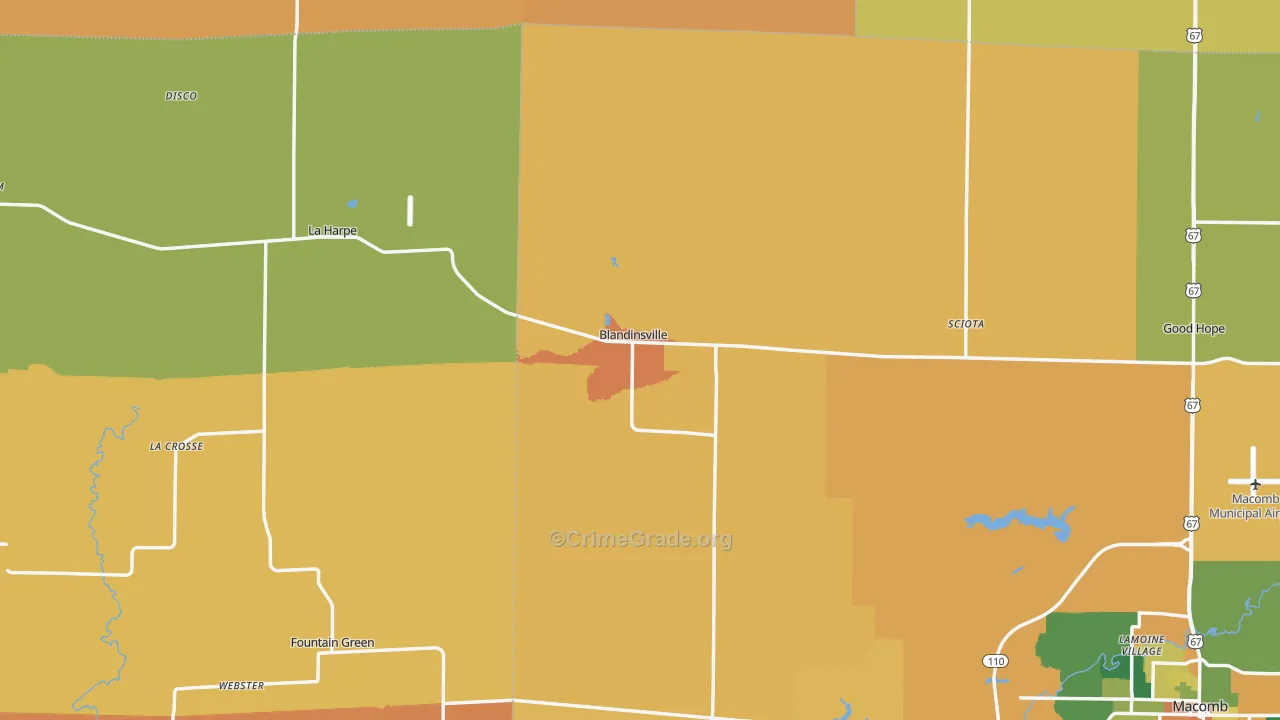Blandinsville, IL Map of Robbery Rates