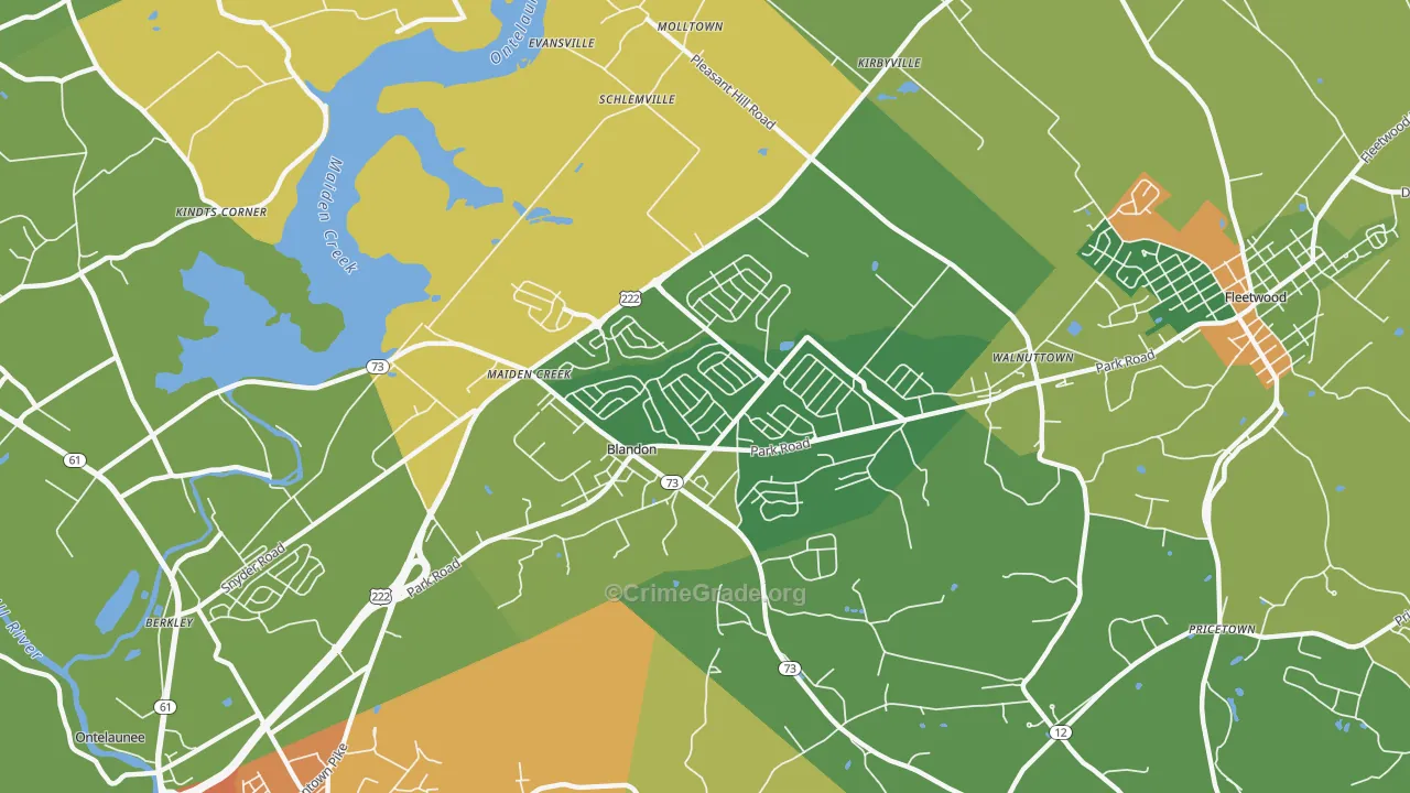 Blandon, PA Map of Robbery Rates