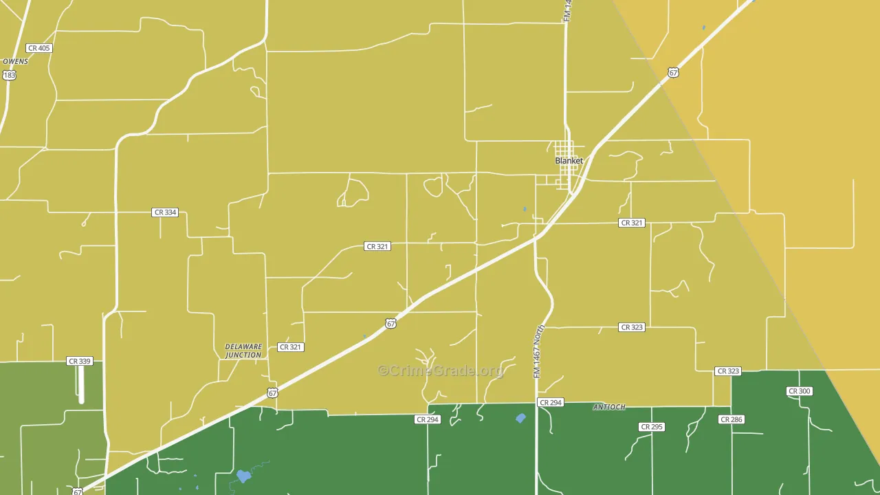 Blanket, TX Map of Robbery Rates
