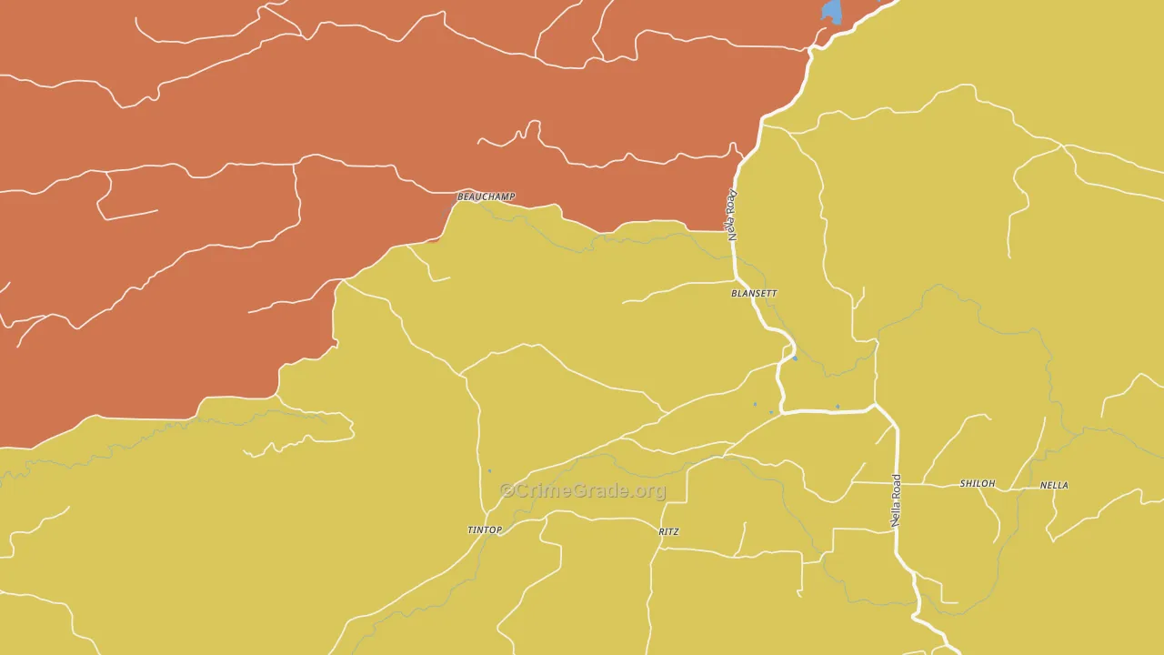 Blansett, AR Map of Robbery Rates