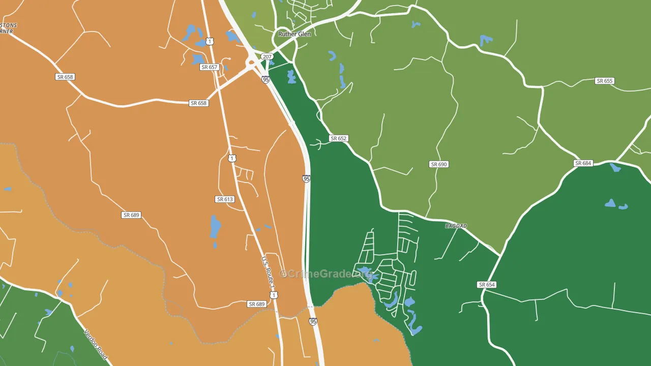 Blantons, VA Map of Robbery Rates
