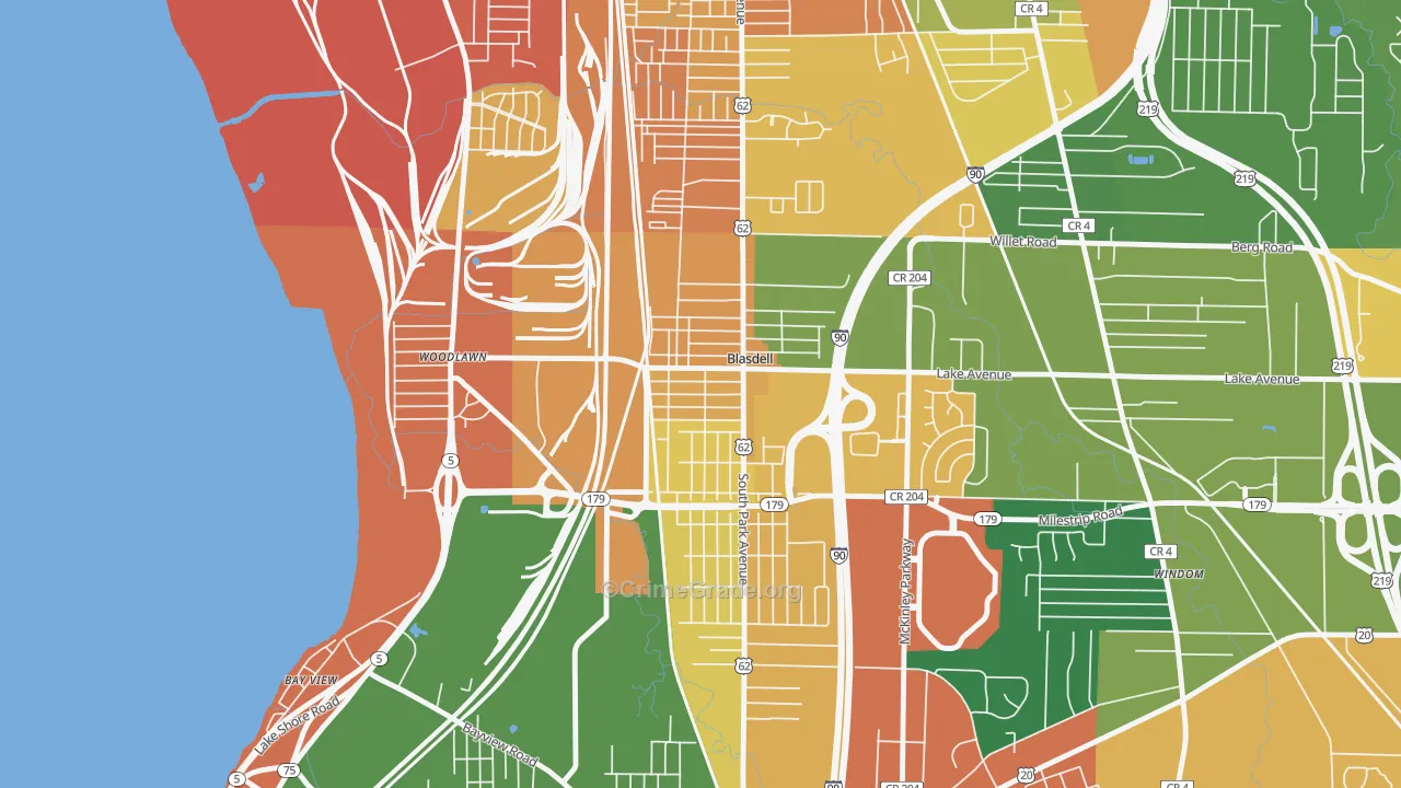 Blasdell, NY Map of Robbery Rates