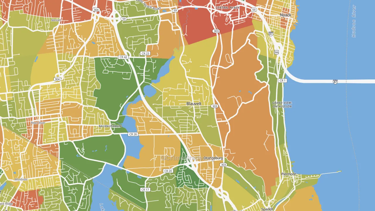 Blauvelt, NY Map of Robbery Rates