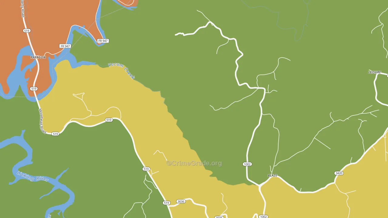 Blaze, KY Map of Robbery Rates