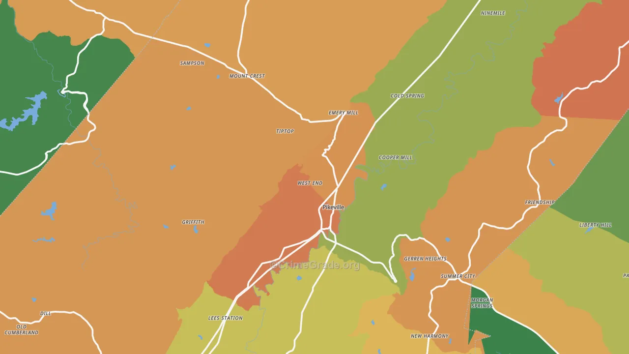 Bledsoe County, TN Map of Robbery Rates