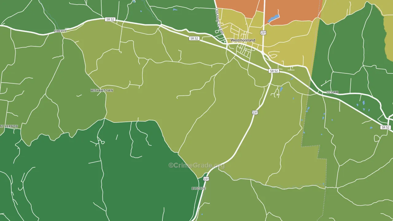 Bledsoe, TN Map of Robbery Rates