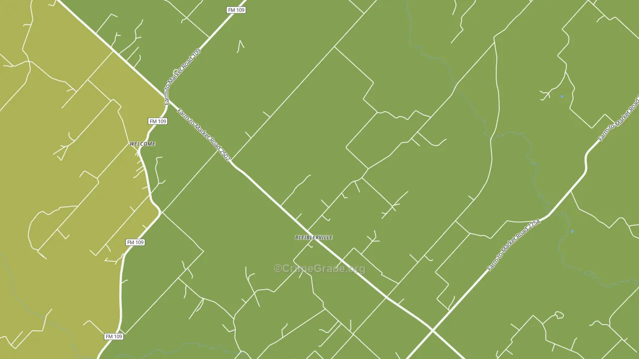 Bleiblerville, TX Map of Robbery Rates