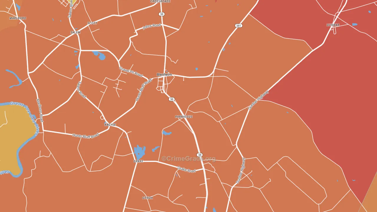 Blenheim, SC Map of Robbery Rates