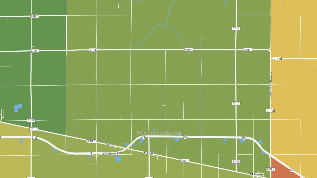 Blenker, WI Map of Robbery Rates