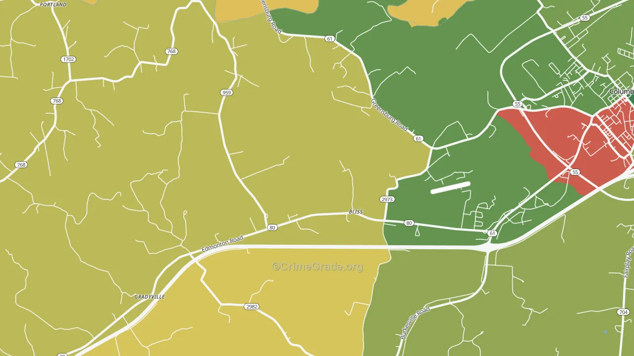 Bliss, KY Map of Robbery Rates