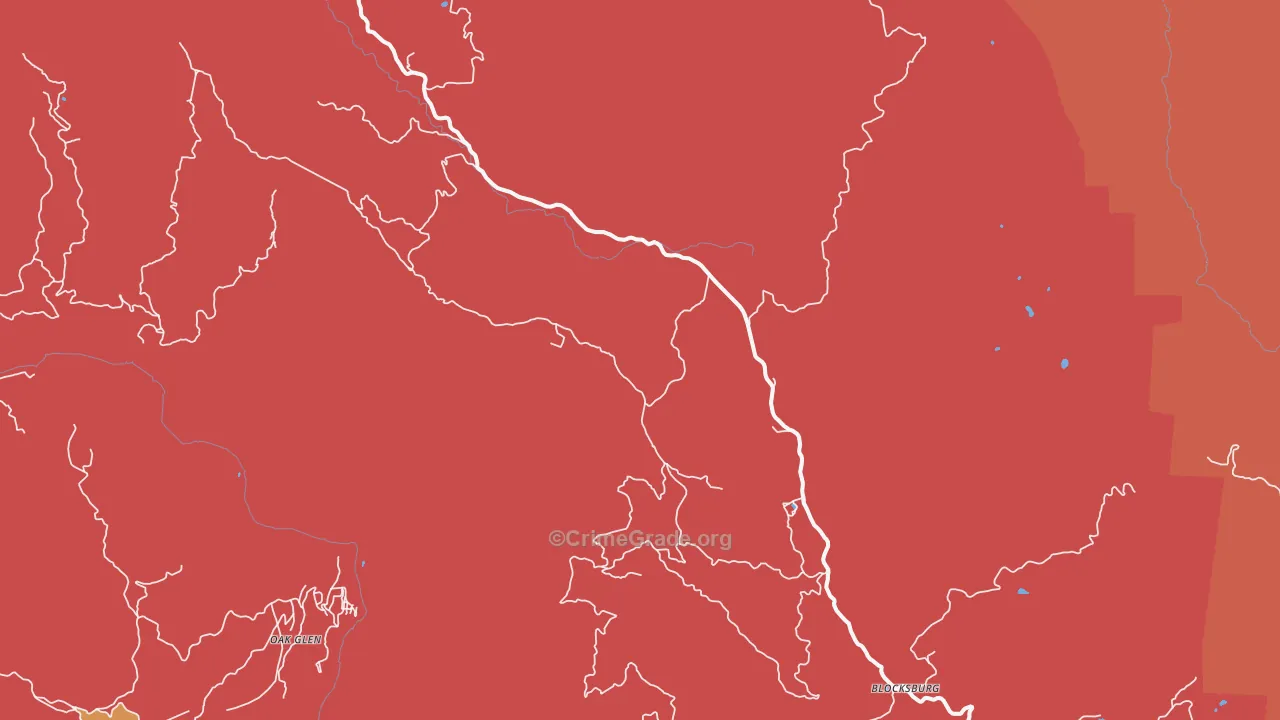 Blocksburg, CA Map of Robbery Rates