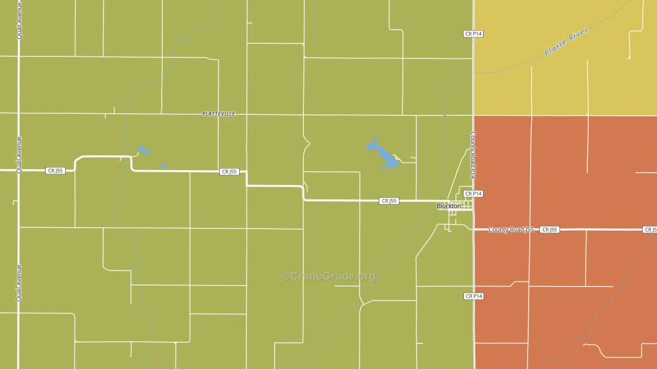 Blockton, IA Map of Robbery Rates