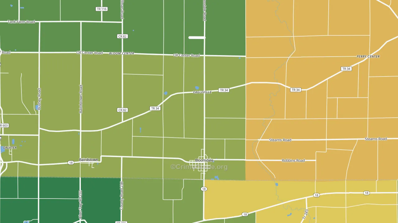 Bloomdale, OH Map of Robbery Rates
