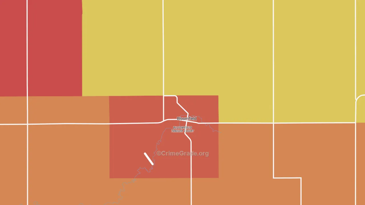Bloomfield, NE Map of Robbery Rates