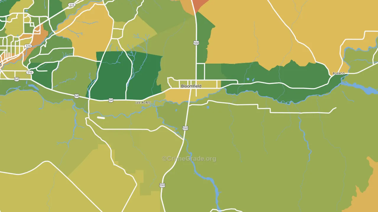 Bloomfield, NM Map of Robbery Rates