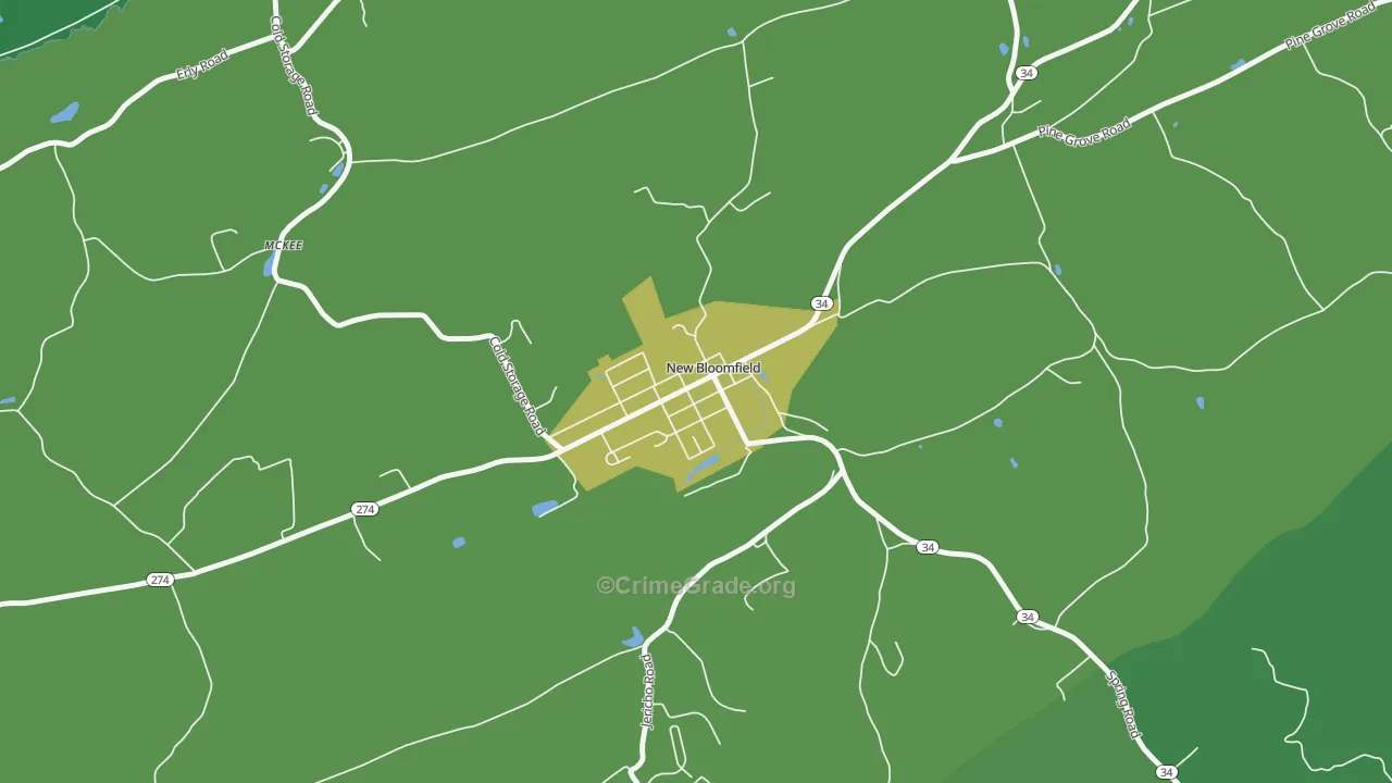 Bloomfield, PA Map of Robbery Rates