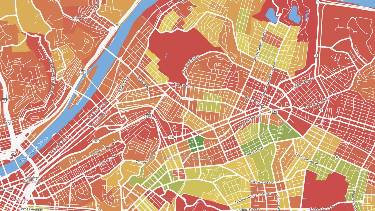 Bloomfield, Pittsburgh, PA Map of Robbery Rates