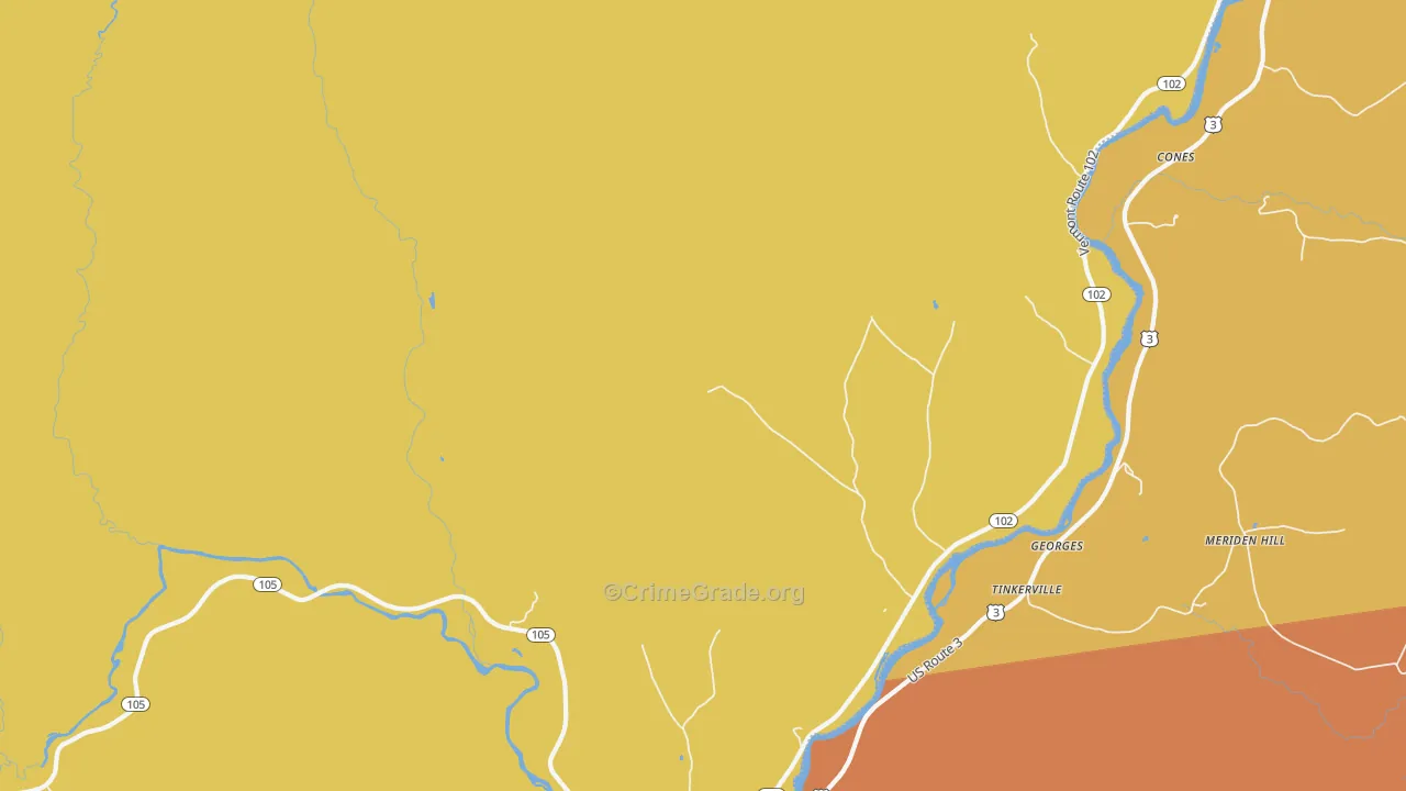 Bloomfield, VT Map of Robbery Rates