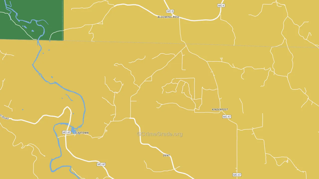 Blooming Rose, MO Map of Robbery Rates