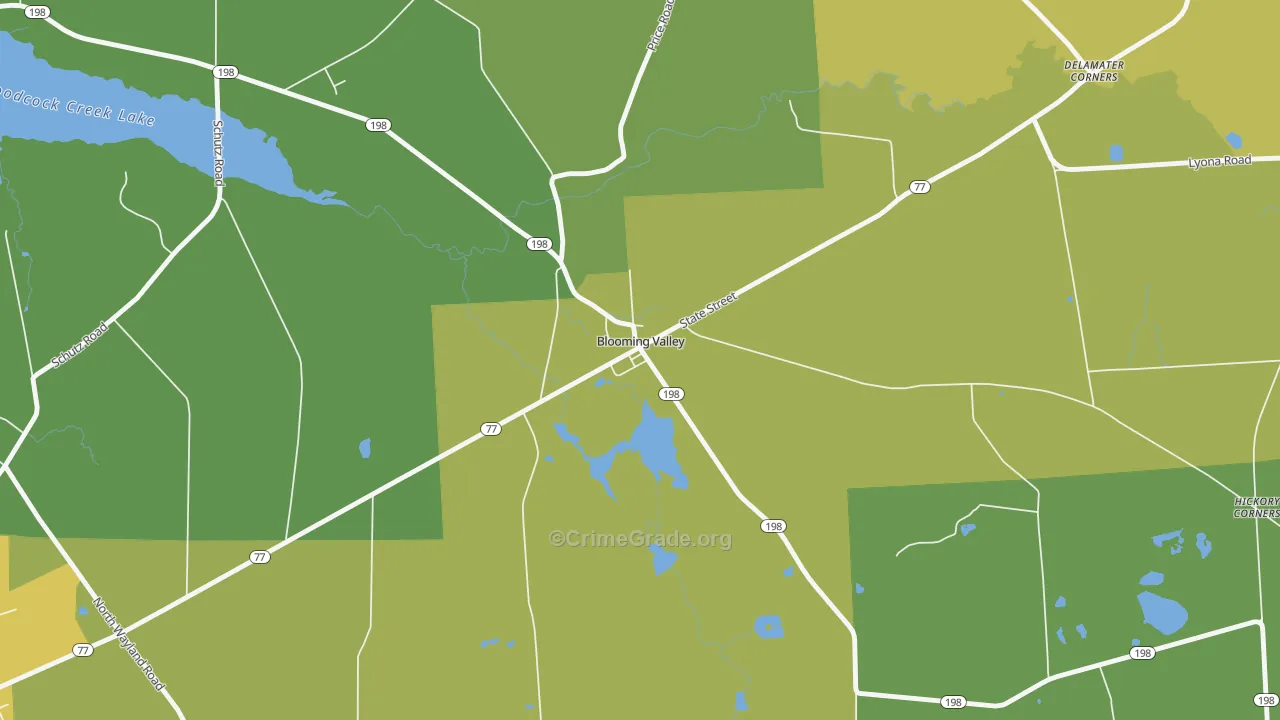 Blooming Valley, PA Map of Robbery Rates