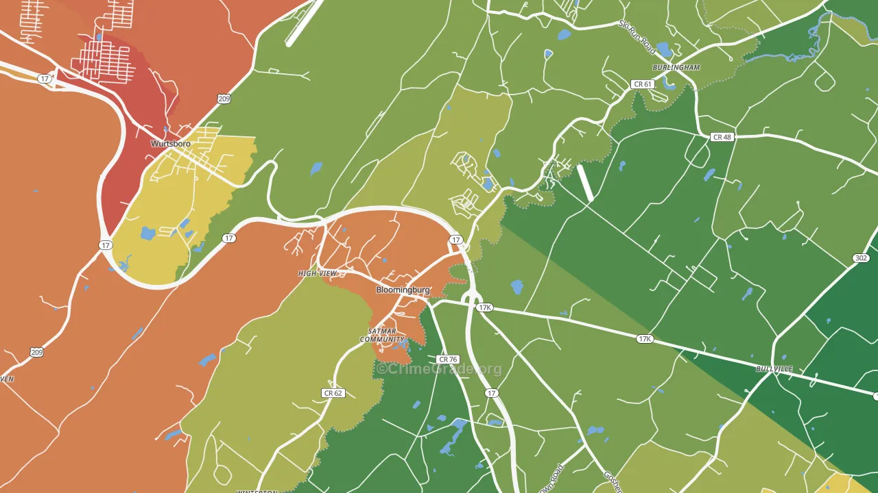 Bloomingburg, NY Map of Robbery Rates